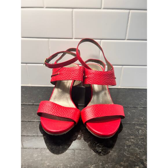 Velez Womens Croc-Embossed Leather Block Heel Strap Sandals Vacation Red Size 38 - Picture 2 of 11